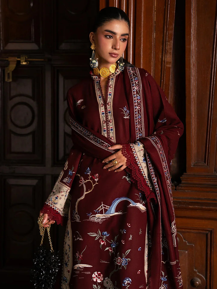 Dulzura by Bin Ilyas Unstitched Embroidered Leather Peach 3 Piece Suit BI26UPD 1024B - Leather Collection
