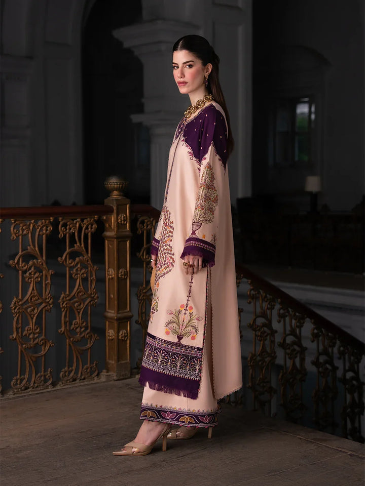 Dulzura by Bin Ilyas Unstitched Embroidered Leather Peach 3 Piece Suit BI26UPD 1025A - Leather Collection