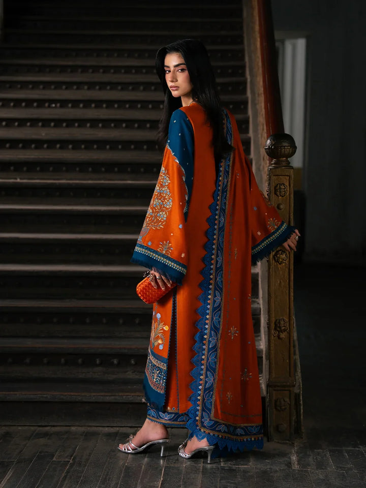 Dulzura by Bin Ilyas Unstitched Embroidered Leather Peach 3 Piece Suit BI26UPD 1025B - Leather Collection