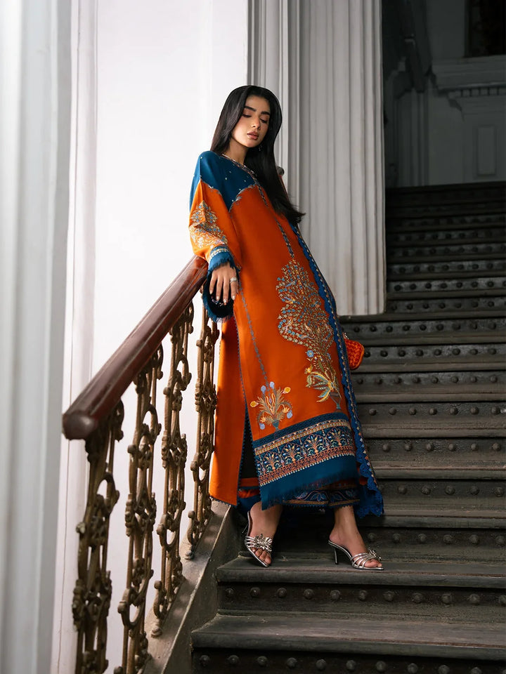 Dulzura by Bin Ilyas Unstitched Embroidered Leather Peach 3 Piece Suit BI26UPD 1025B - Leather Collection
