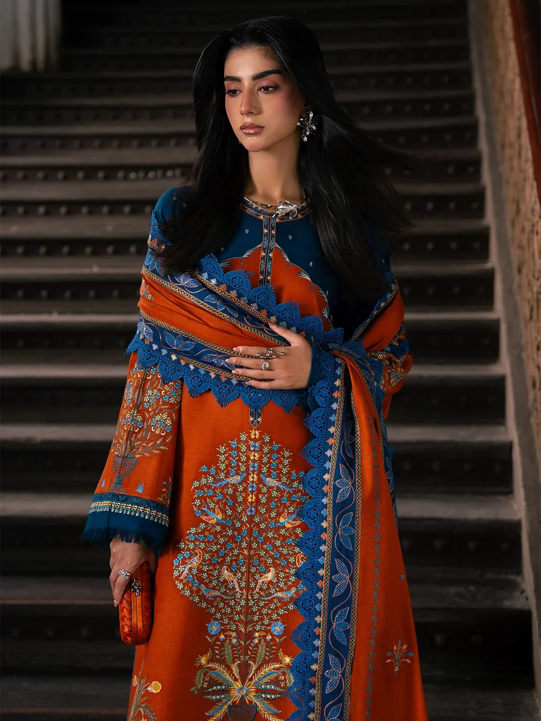 Dulzura by Bin Ilyas Unstitched Embroidered Leather Peach 3 Piece Suit BI26UPD 1025B - Leather Collection