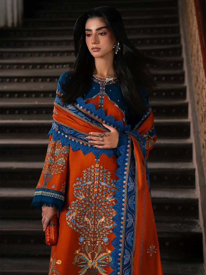 Dulzura by Bin Ilyas Unstitched Embroidered Leather Peach 3 Piece Suit BI26UPD 1025B - Leather Collection