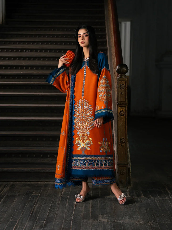 Dulzura by Bin Ilyas Unstitched Embroidered Leather Peach 3 Piece Suit BI26UPD 1025B - Leather Collection