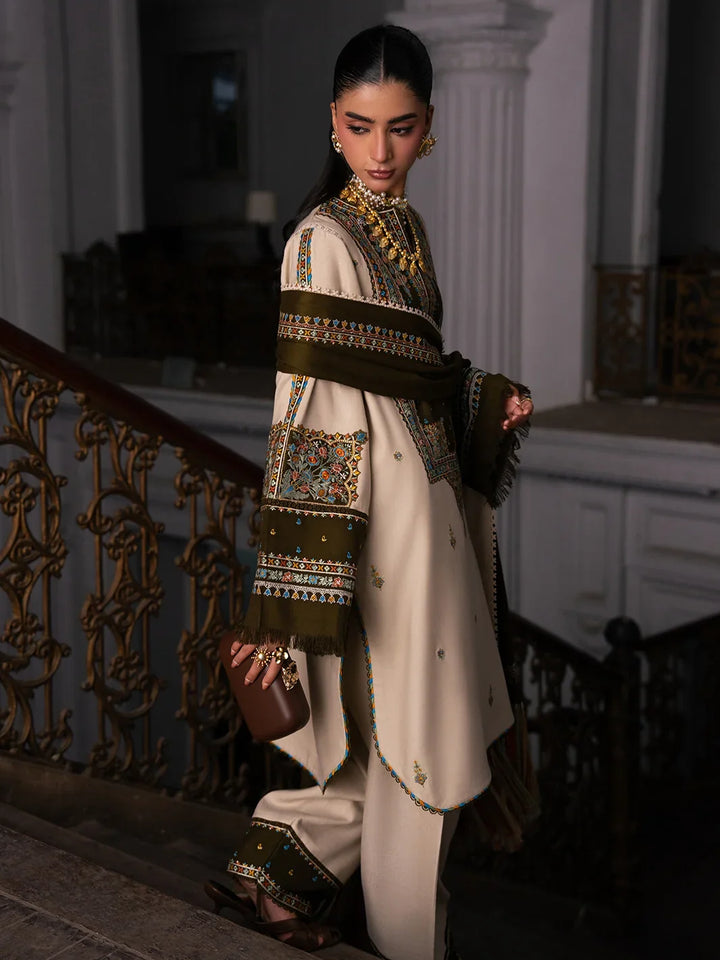 Dulzura by Bin Ilyas Unstitched Embroidered Leather Peach 3 Piece Suit BI26UPD 1026B - Leather Collection