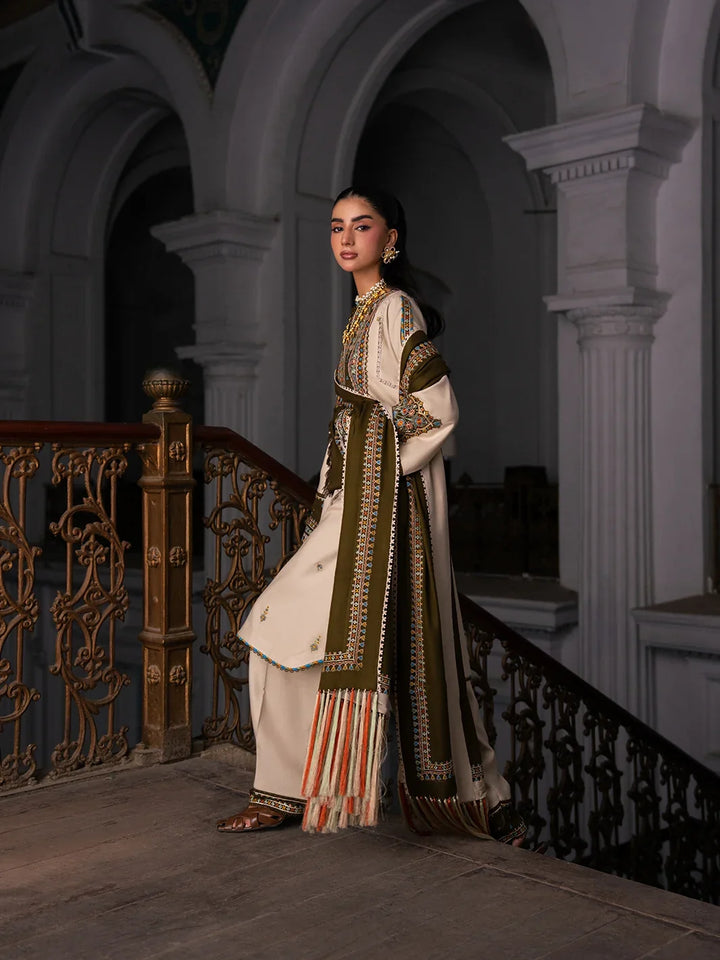 Dulzura by Bin Ilyas Unstitched Embroidered Leather Peach 3 Piece Suit BI26UPD 1026B - Leather Collection