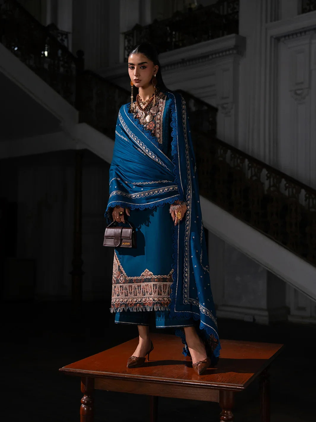 Dulzura by Bin Ilyas Unstitched Embroidered Leather Peach 3 Piece Suit BI26UPD 1027A - Leather Collection