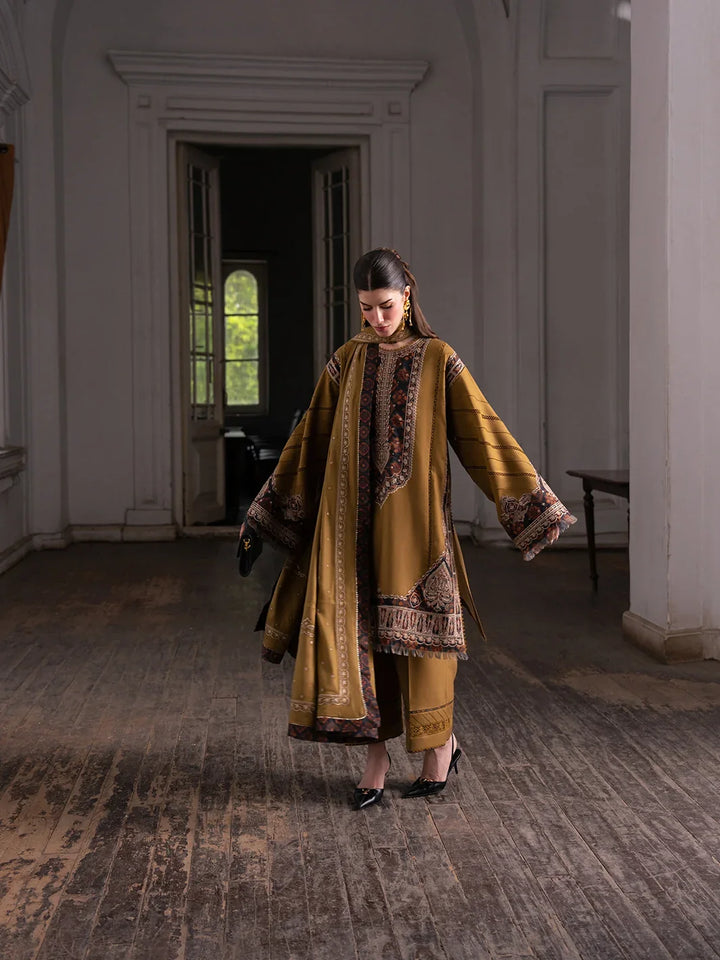 Dulzura by Bin Ilyas Unstitched Embroidered Leather Peach 3 Piece Suit BI26UPD 1027B - Leather Collection