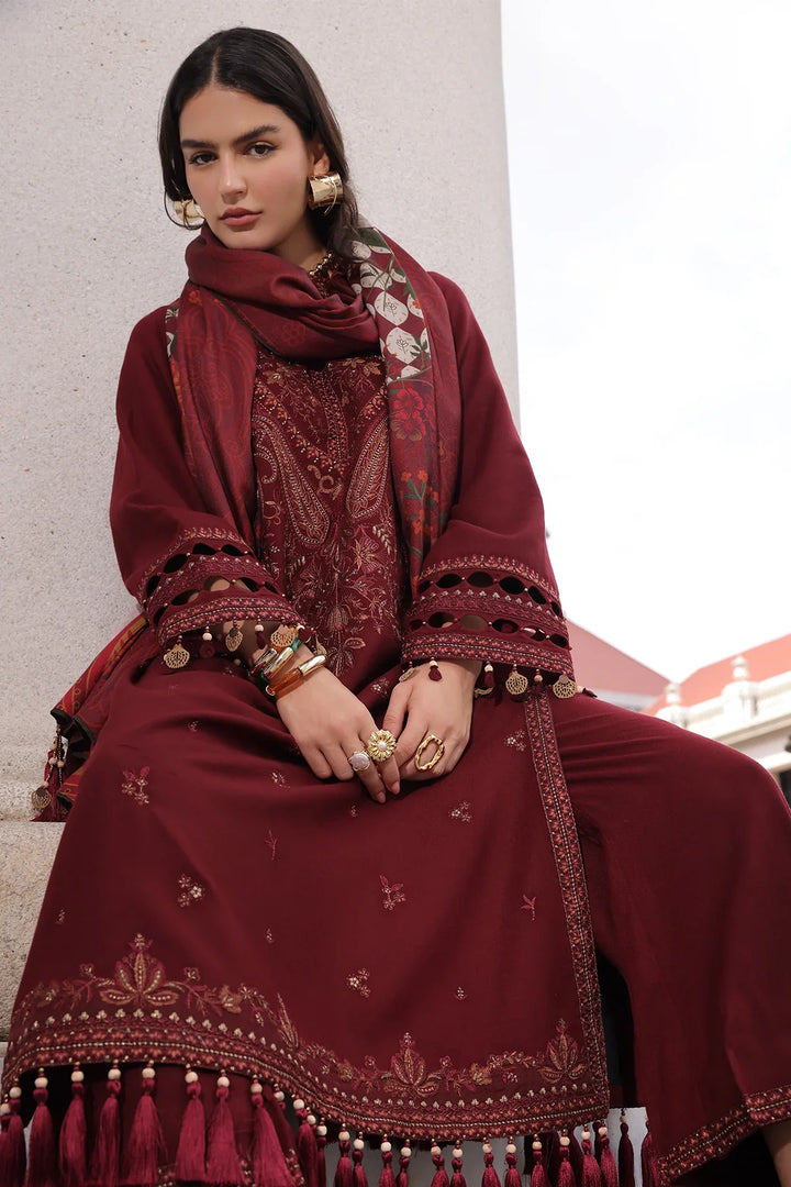 Poshima by Charizma Unstitched Embroidered Leather Peach 3 Piece Suit CHR26UPL PSW6-18 - Winter Collection