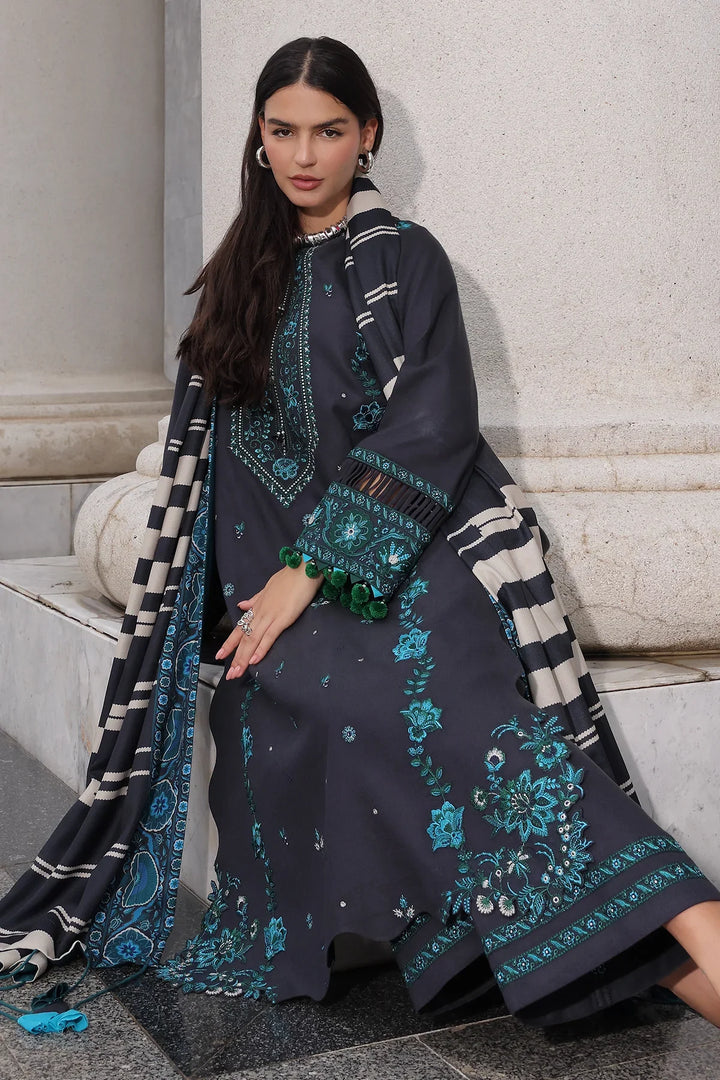 Poshima by Charizma Unstitched Embroidered Leather Peach 3 Piece Suit CHR26UPL PSW6-19 - Winter Collection