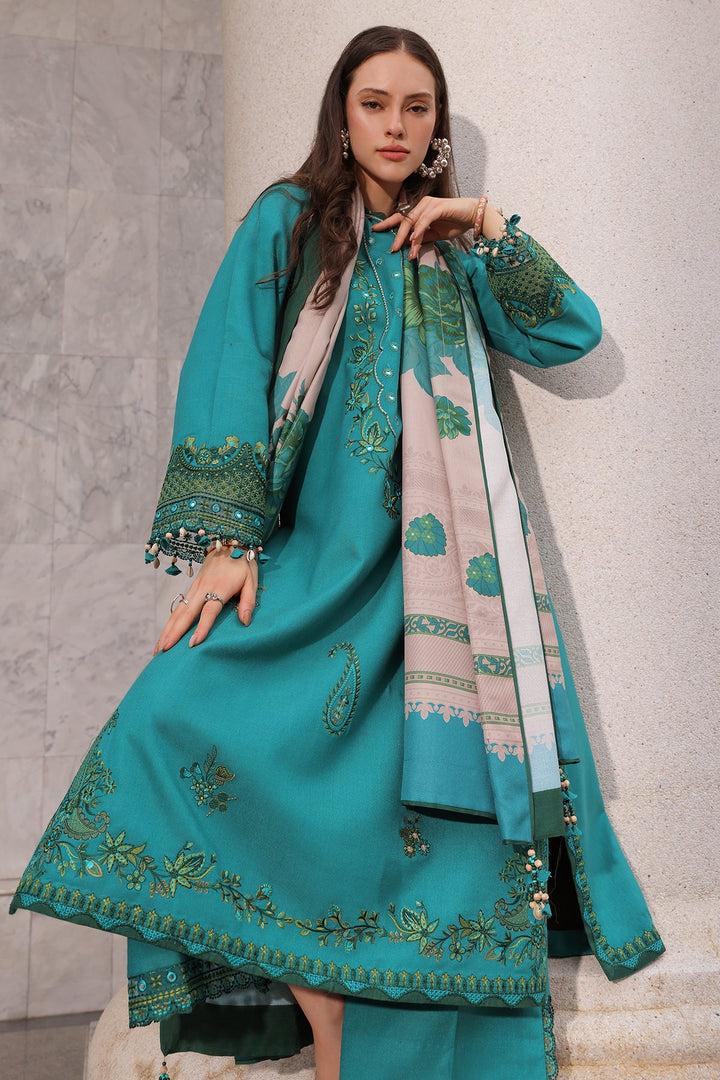 Poshima by Charizma Unstitched Embroidered Leather Peach 3 Piece Suit CHR26UPL PSW6-21 - Winter Collection