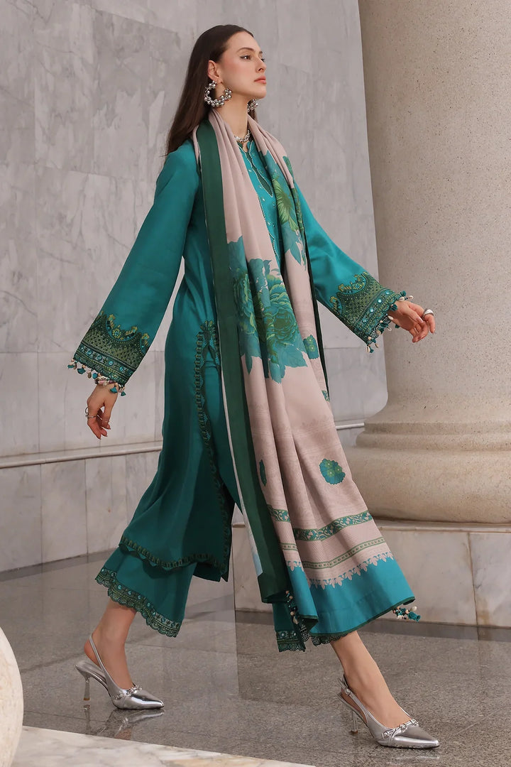 Poshima by Charizma Unstitched Embroidered Leather Peach 3 Piece Suit CHR26UPL PSW6-21 - Winter Collection