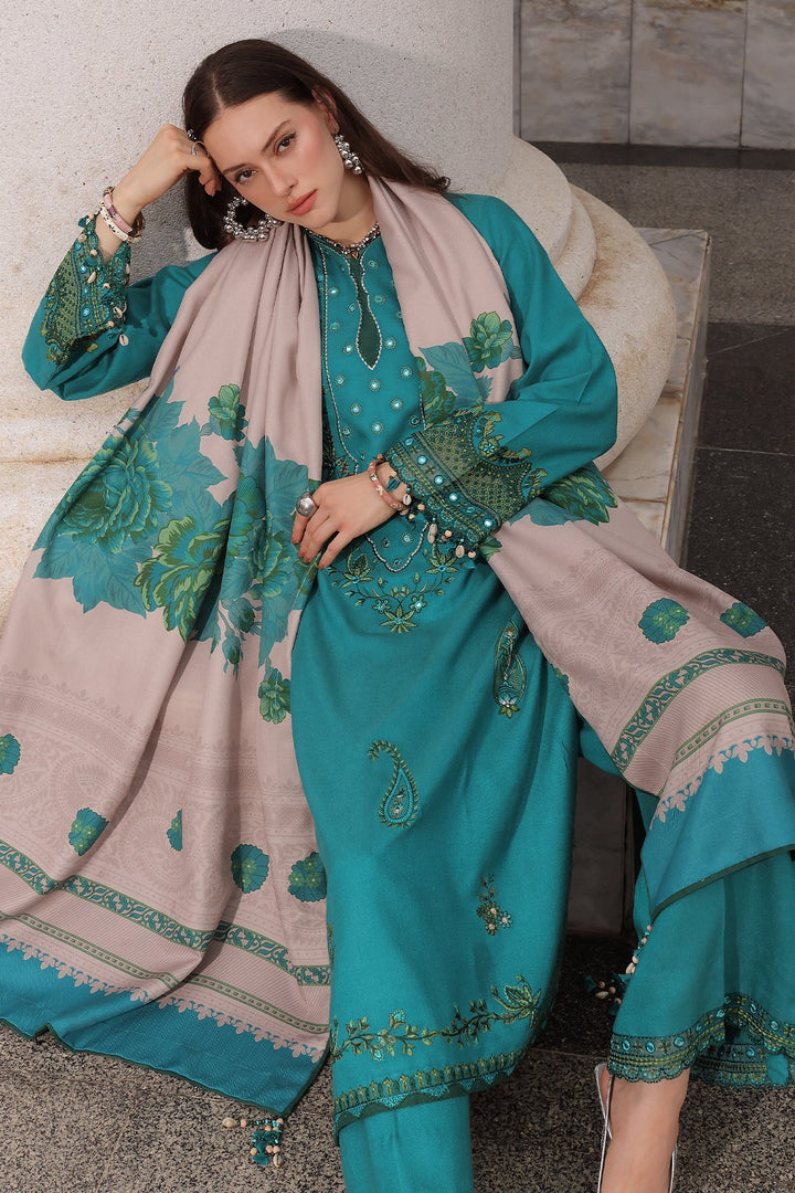 Poshima by Charizma Unstitched Embroidered Leather Peach 3 Piece Suit CHR26UPL PSW6-21 - Winter Collection