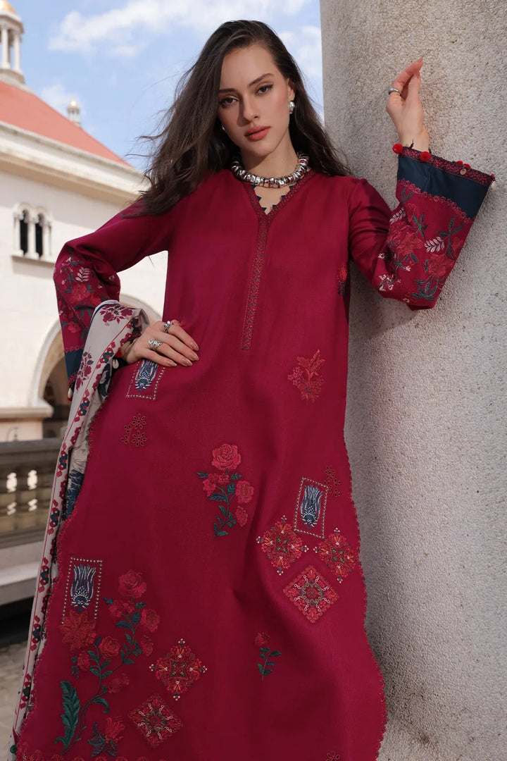 Poshima by Charizma Unstitched Embroidered Leather Peach 3 Piece Suit CHR26UPL PSW6-23 - Winter Collection