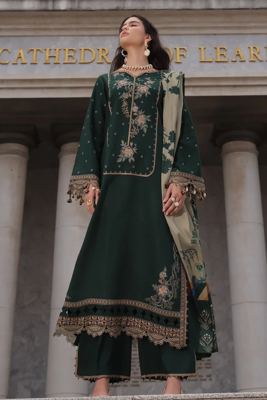 Poshima by Charizma Unstitched Embroidered Leather Peach 3 Piece Suit CHR26UPL PSW6-24 - Winter Collection
