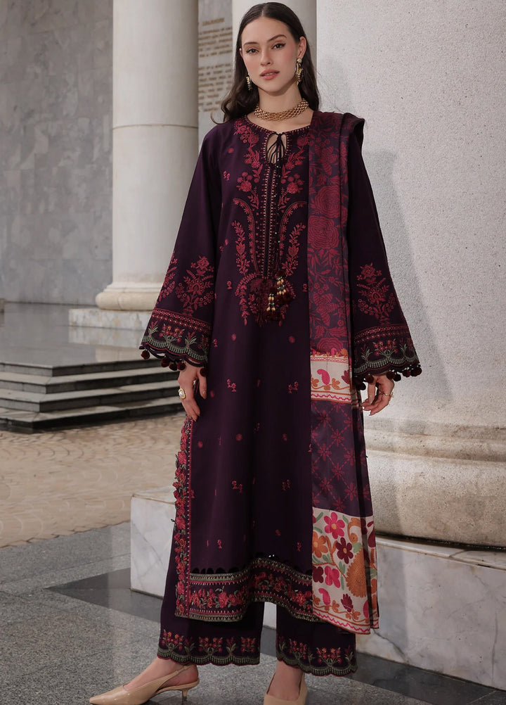 Poshima by Charizma Unstitched Embroidered Leather Peach 3 Piece Suit CHR26UPL PSW6-25 - Winter Collection