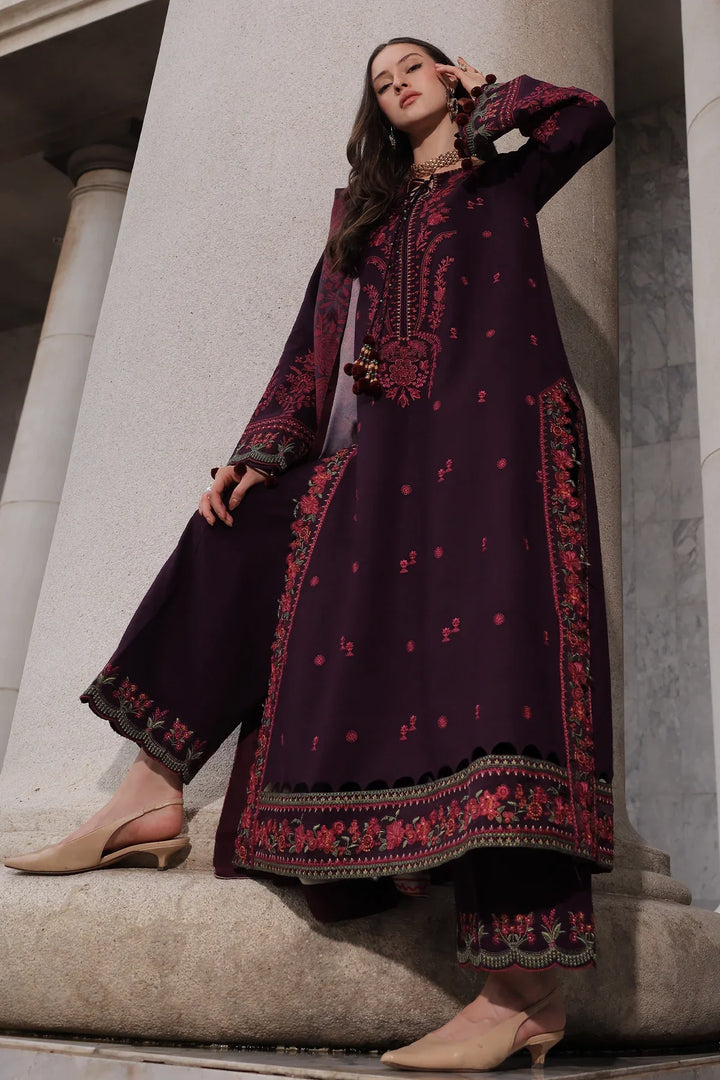 Poshima by Charizma Unstitched Embroidered Leather Peach 3 Piece Suit CHR26UPL PSW6-25 - Winter Collection