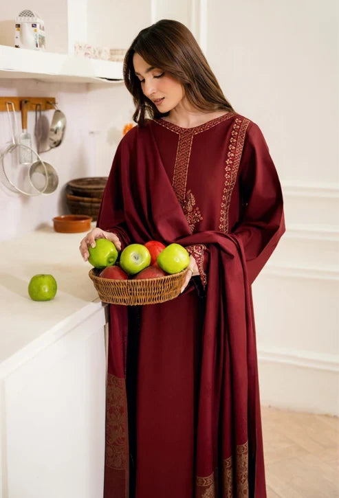 Onara by Humdum Unstitched Embroidered Khaddar 3 Piece Suit HD26UKO D-03 - Winter Collection