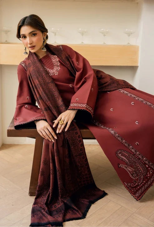 Onara by Humdum Unstitched Embroidered Khaddar 3 Piece Suit HD26UKO D-07 - Winter Collection