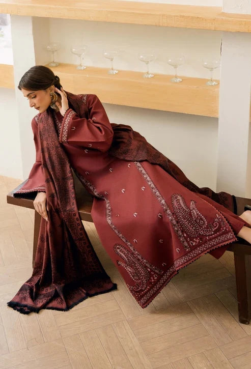 Onara by Humdum Unstitched Embroidered Khaddar 3 Piece Suit HD26UKO D-07 - Winter Collection