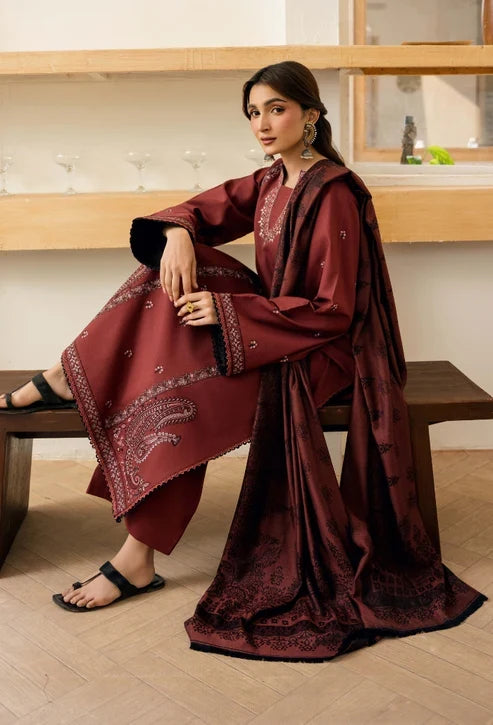 Onara by Humdum Unstitched Embroidered Khaddar 3 Piece Suit HD26UKO D-07 - Winter Collection