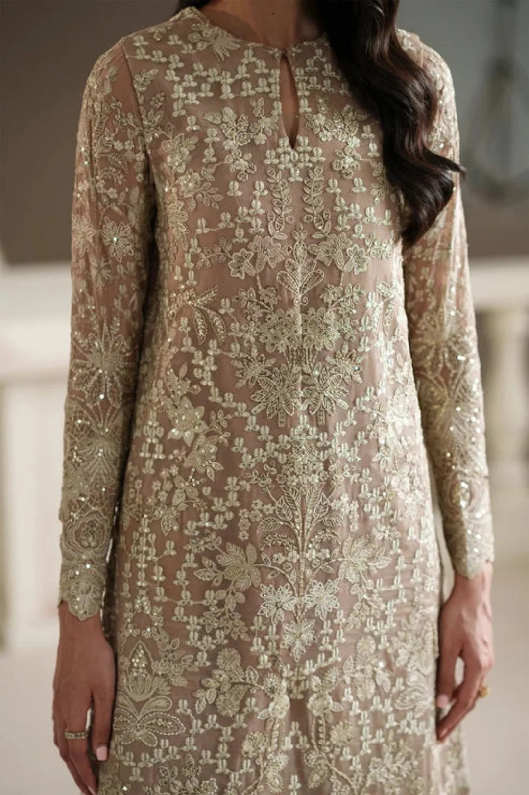 Modern Heirloom by Emaan Adeel Unstitched Embroidered Chiffon 3 Piece Suit EA26UMH Pearl Reverie - Festive Collection
