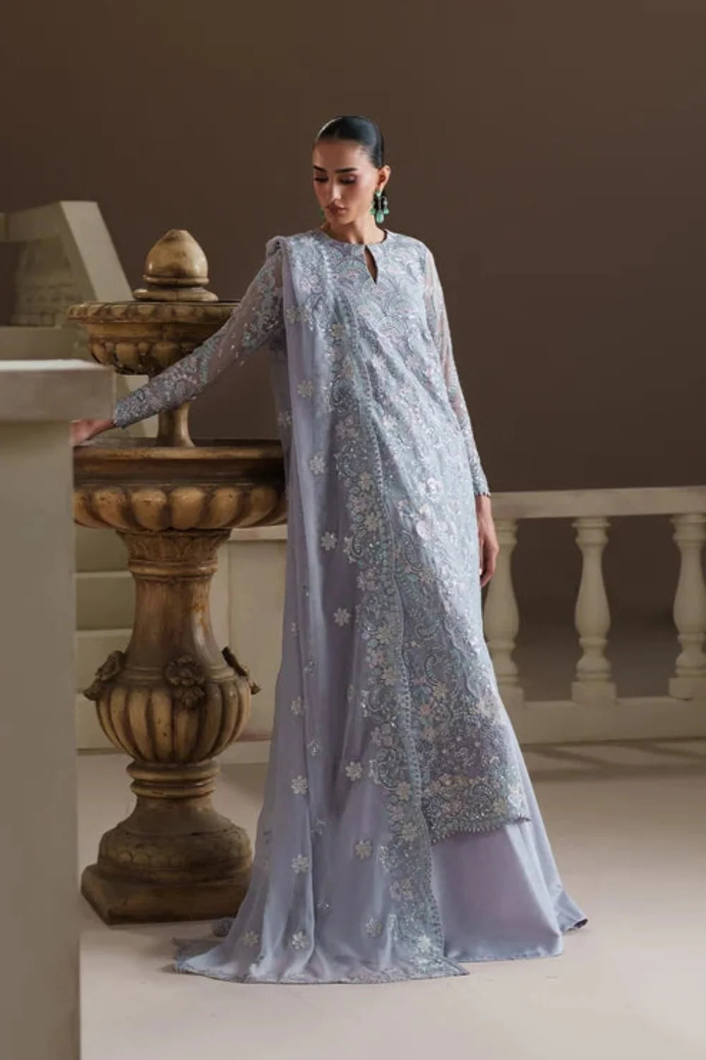 Modern Heirloom by Emaan Adeel Unstitched Embroidered Chiffon 3 Piece Suit EA26UMH Blue Verse - Festive Collection