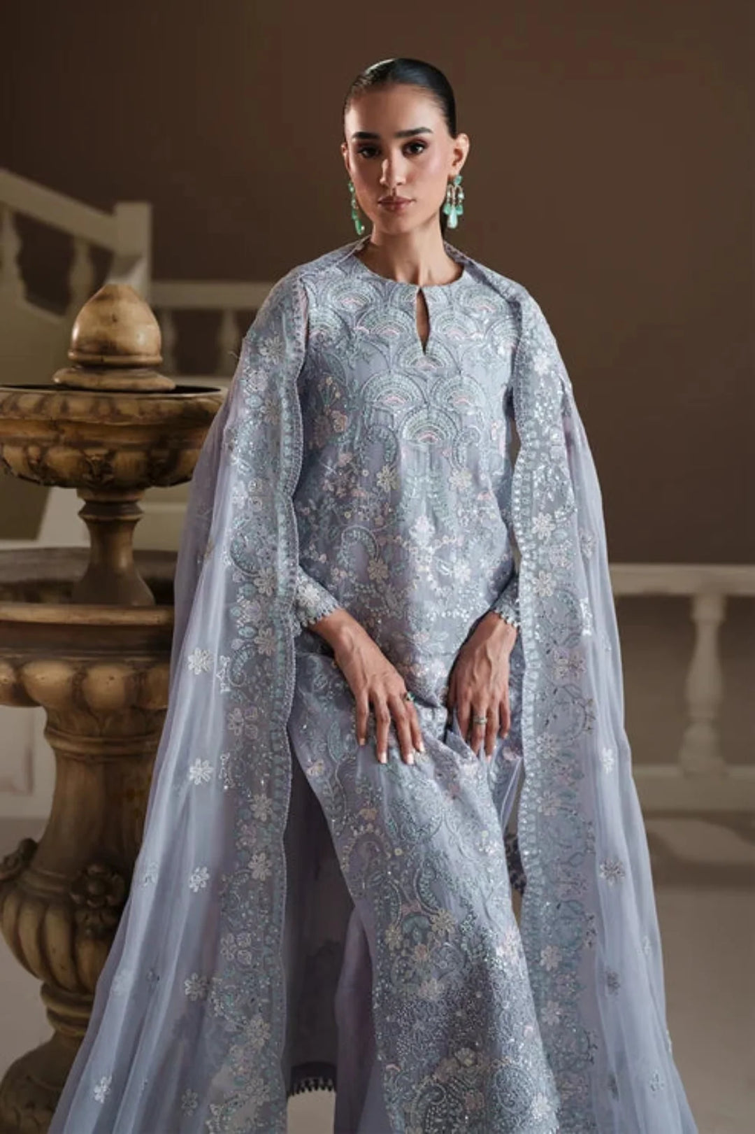 Modern Heirloom by Emaan Adeel Unstitched Embroidered Chiffon 3 Piece Suit EA26UMH Blue Verse - Festive Collection