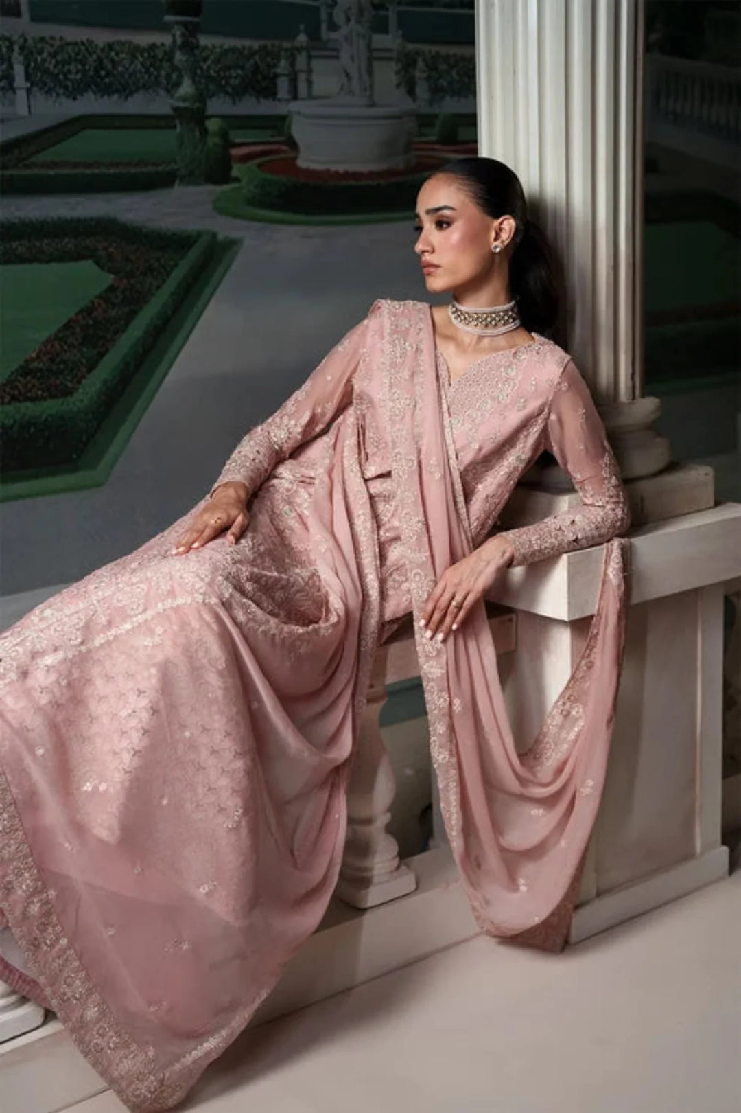 Modern Heirloom by Emaan Adeel Unstitched Embroidered Chiffon 3 Piece Suit EA26UMH Antique Blush - Festive Collection