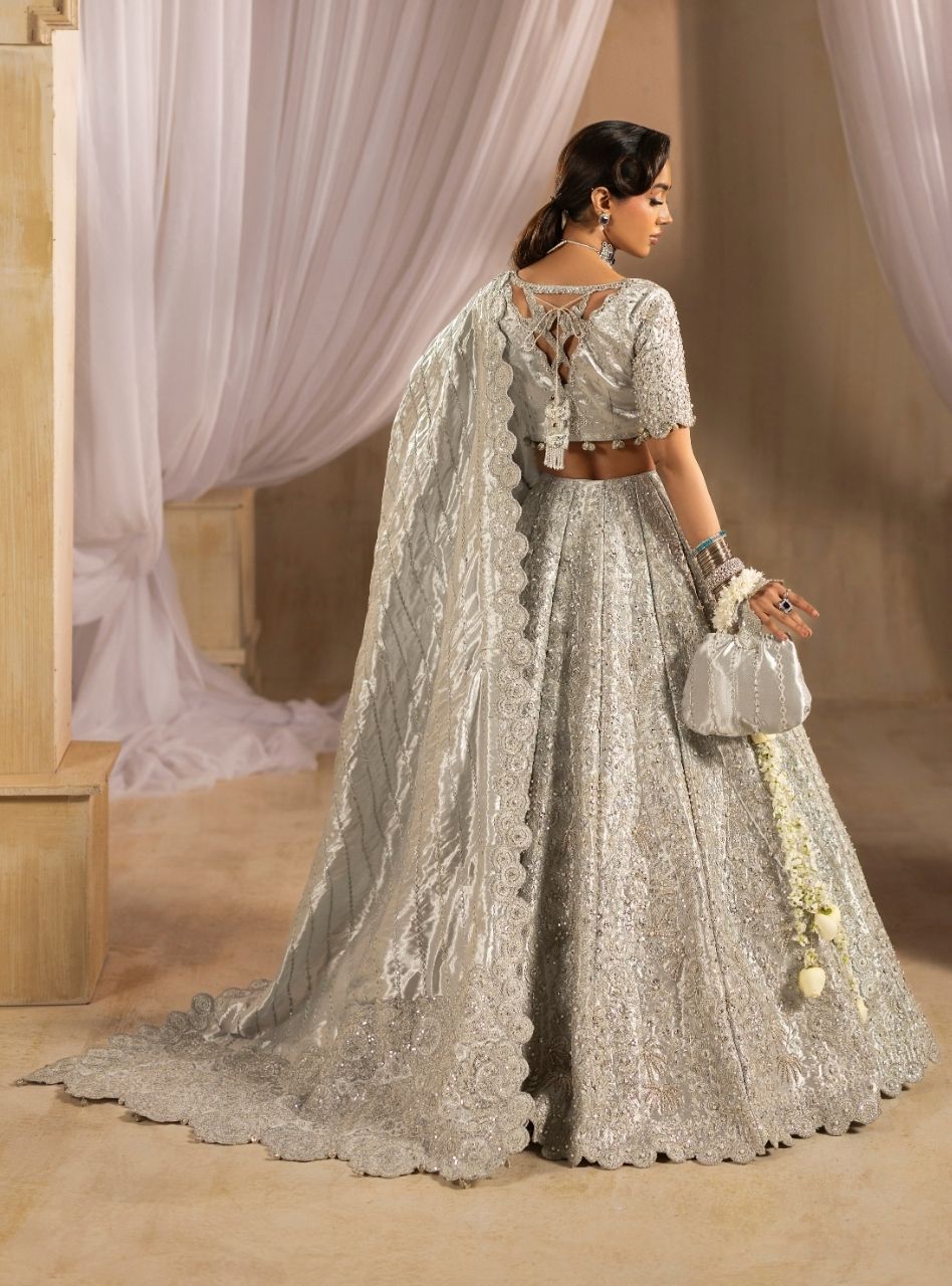 Tehwaar by Anayra Amal RTW Embroidered Lama Tissue 3 Piece Suit Chandi Wedding Collection