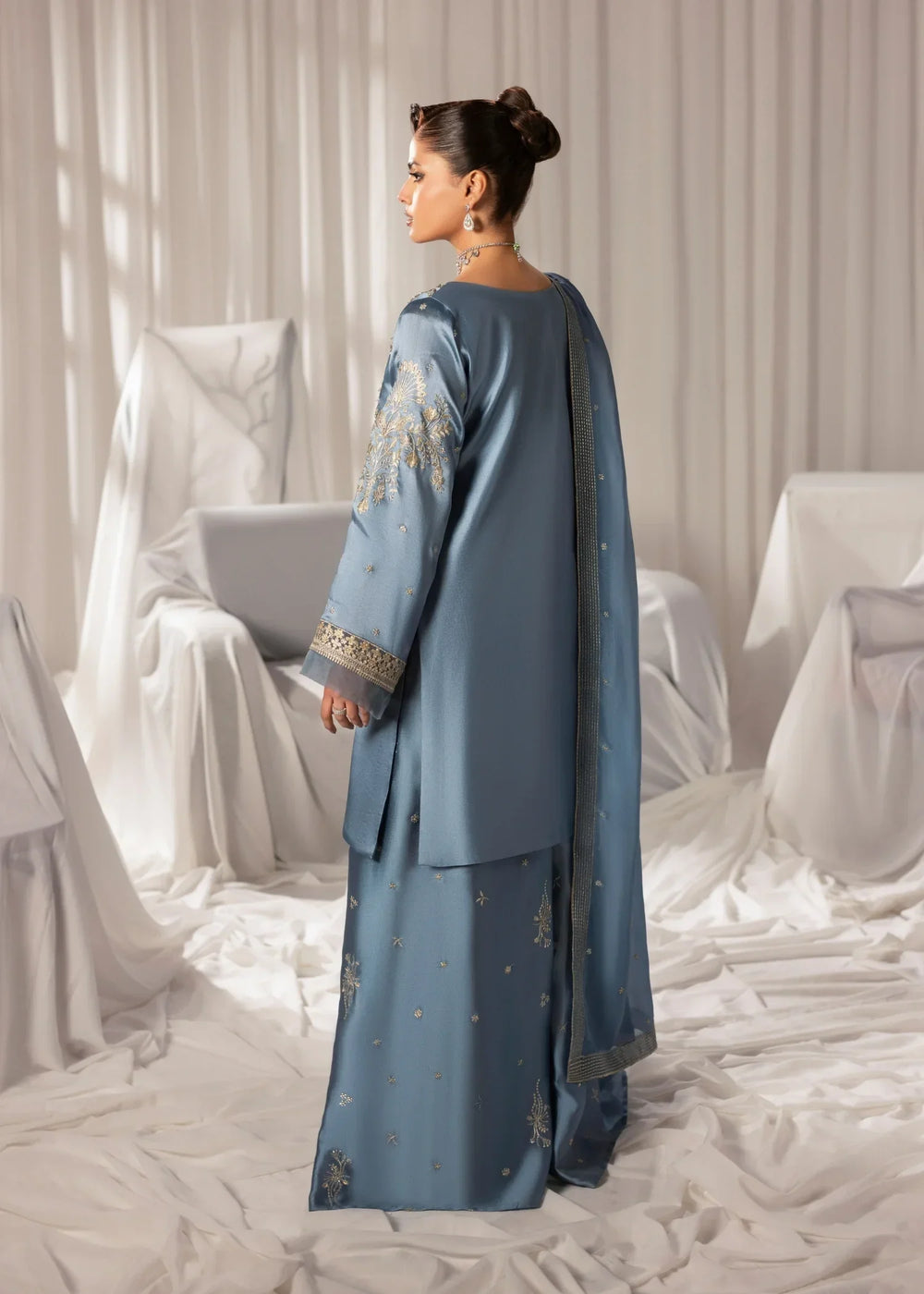 Celeste by Jamni RTW Embroidered  Sheesha Silk 3 Piece Suit RAINDROP Festive Collection