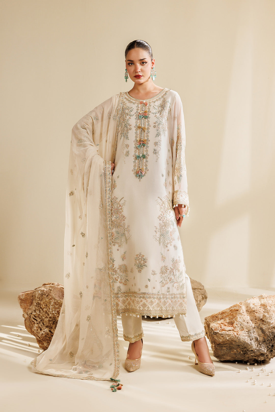 Sireine by Alizeh Fashion Unstitched Embroidered Chiffon 3 Piece Suit AF26UCS AF-CH-2289-CLOUD - Festive Collection