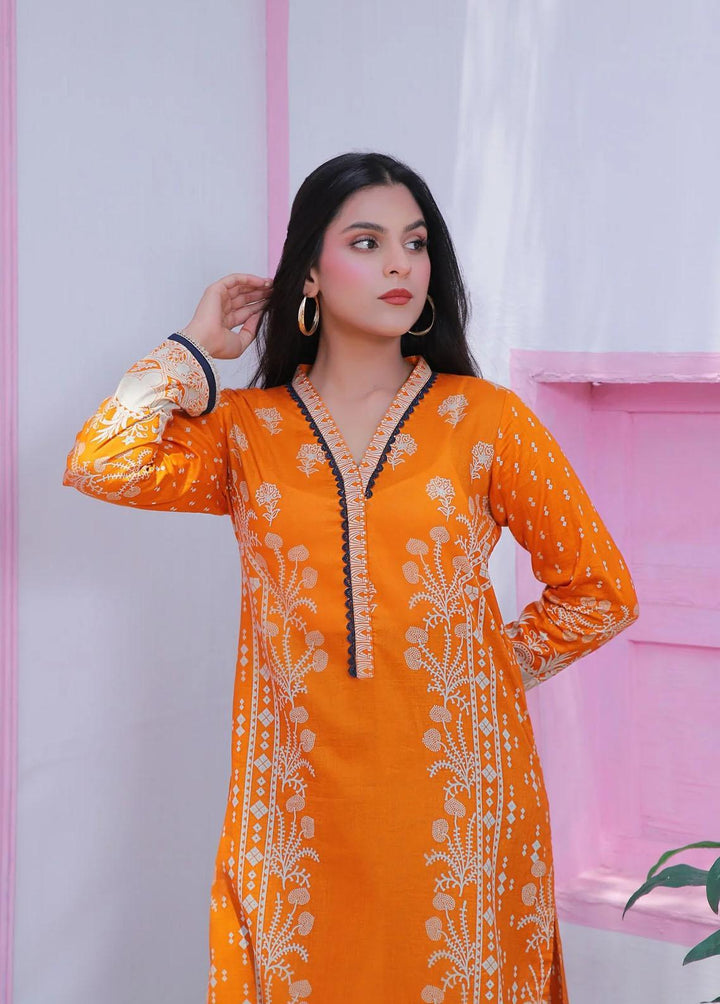 73 Degree  Pret Casual Lawn Kurti A-949 Marigold