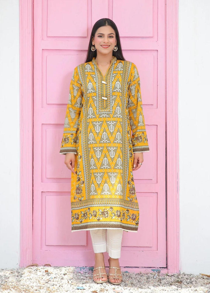 73 Degree  Pret Embroidered Lawn Kurti A-952 Mustard Hill