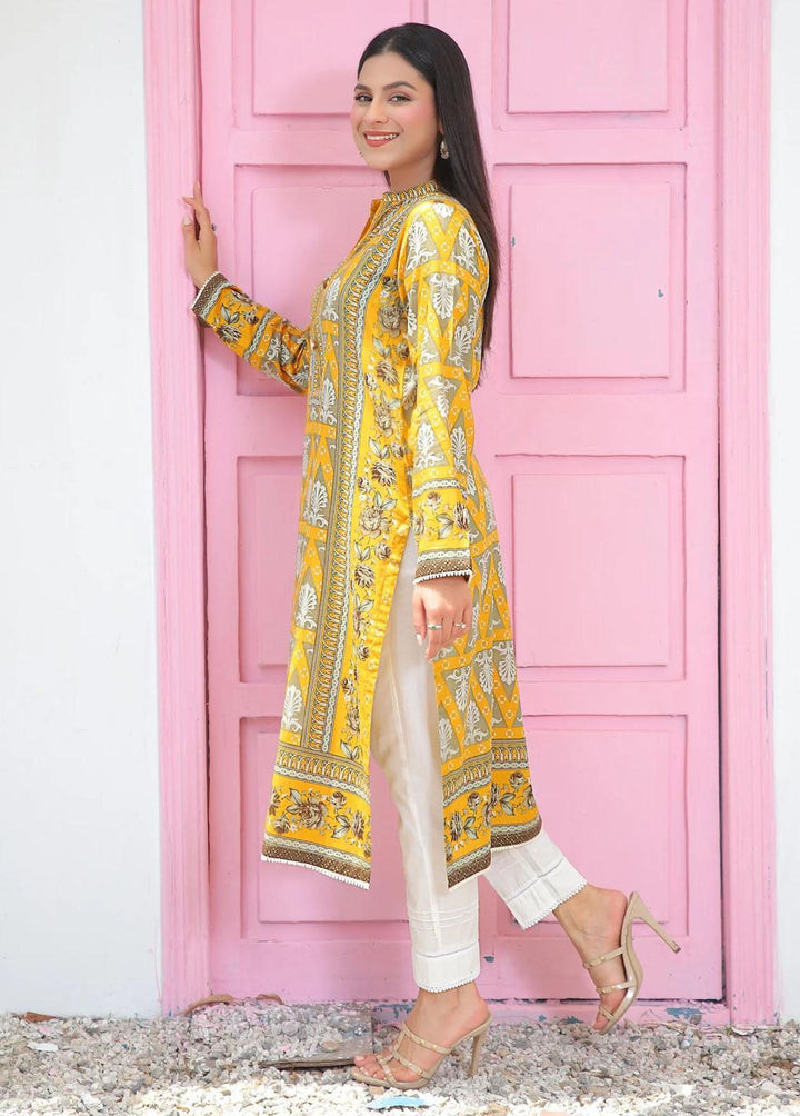 73 Degree  Pret Embroidered Lawn Kurti A-952 Mustard Hill