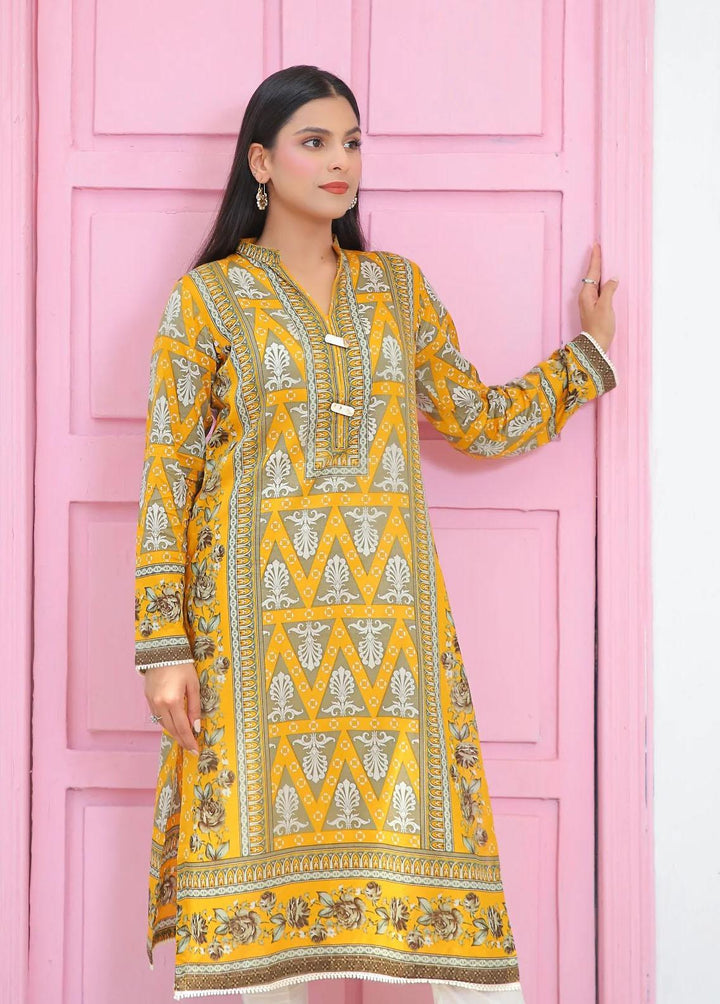 73 Degree  Pret Embroidered Lawn Kurti A-952 Mustard Hill