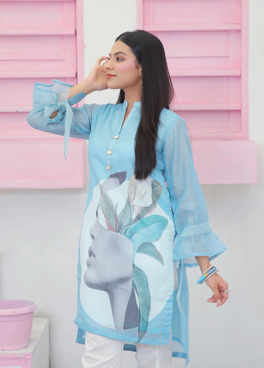 73 Degree  Pret Embroidered Cotton Kurti A-954 Berylline