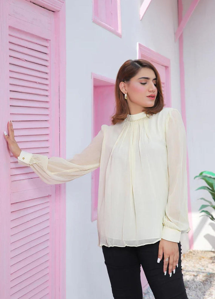 73 Degree  Pret Fancy Chiffon Top A-957 Lemonade