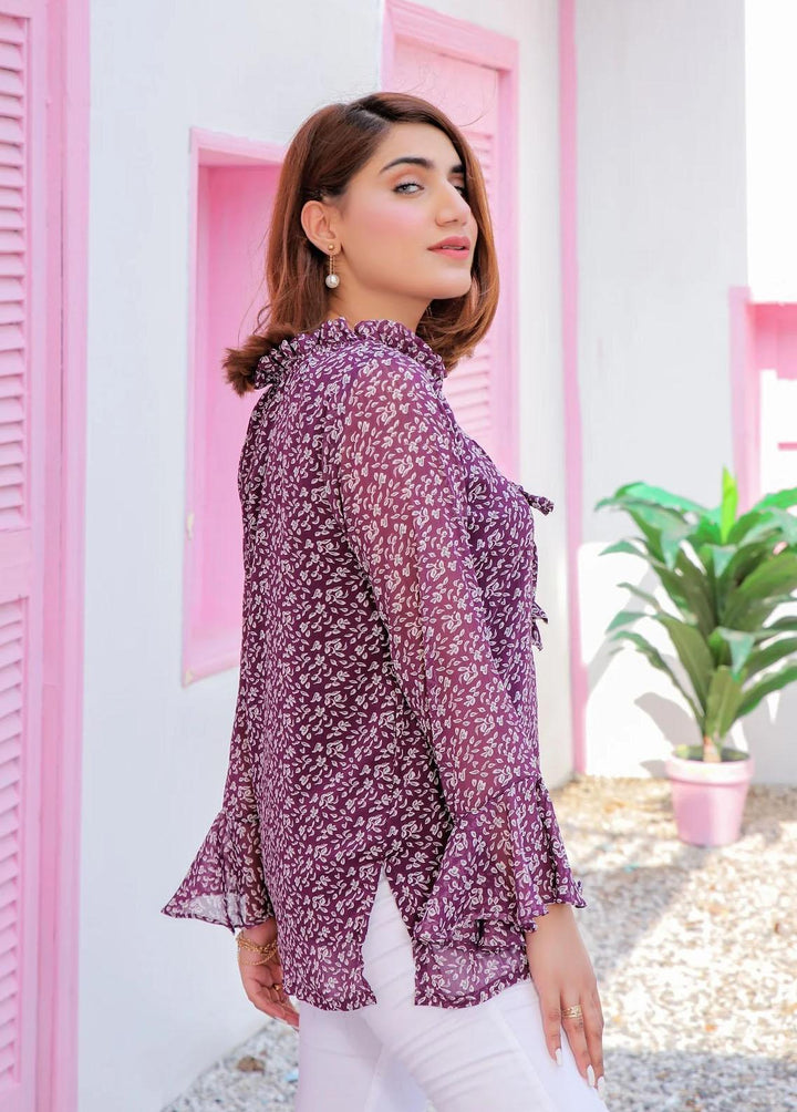 73 Degree  Pret Printed Georgette Top A-963 Purple Haze