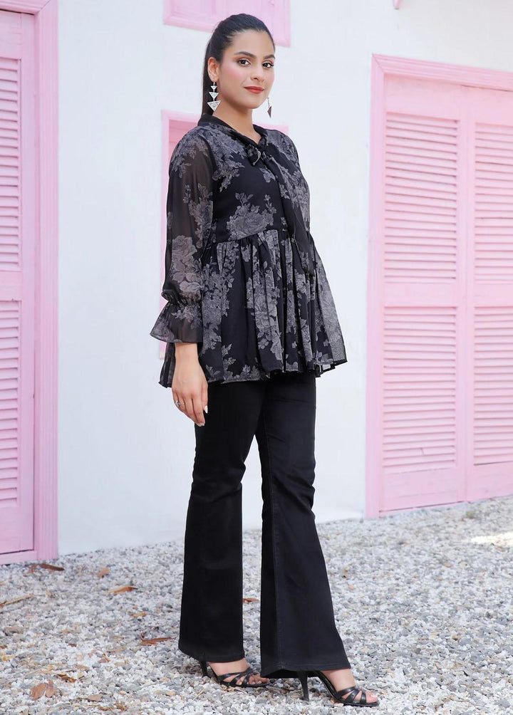 73 Degree  Pret Fancy Chiffon Top A-966 Shadow