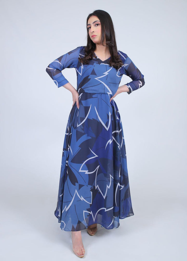 73 Degree East Casual Pret  Georgette Maxi A-979 SKY
