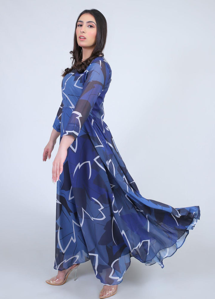 73 Degree East Casual Pret  Georgette Maxi A-979 SKY