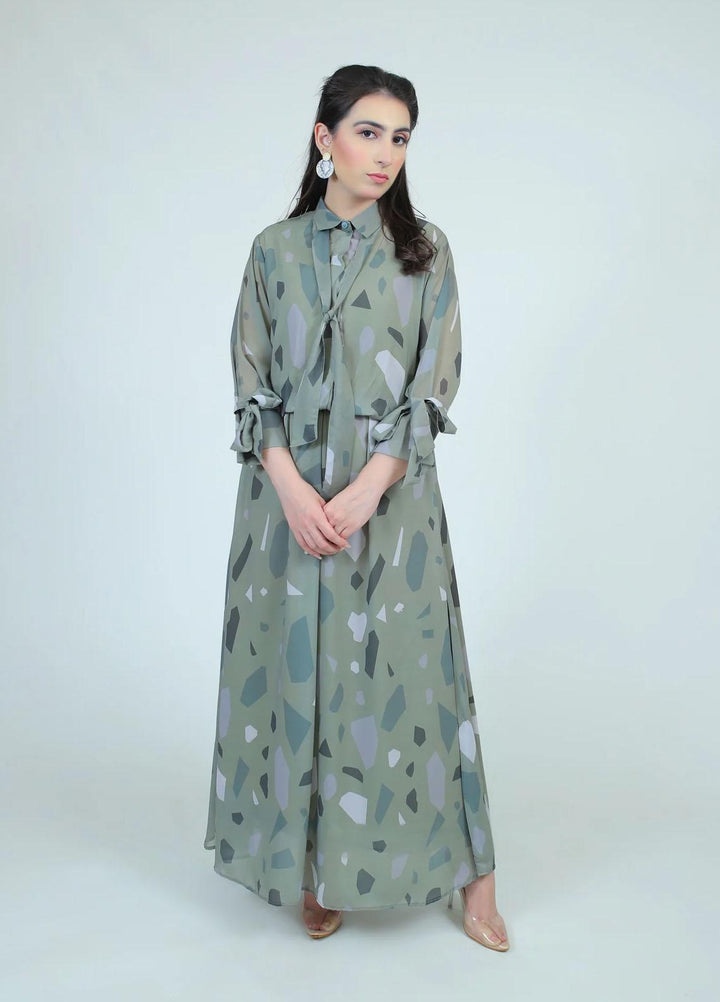 73 Degree East Casual Pret  Georgette Maxi EARTHY WAVE