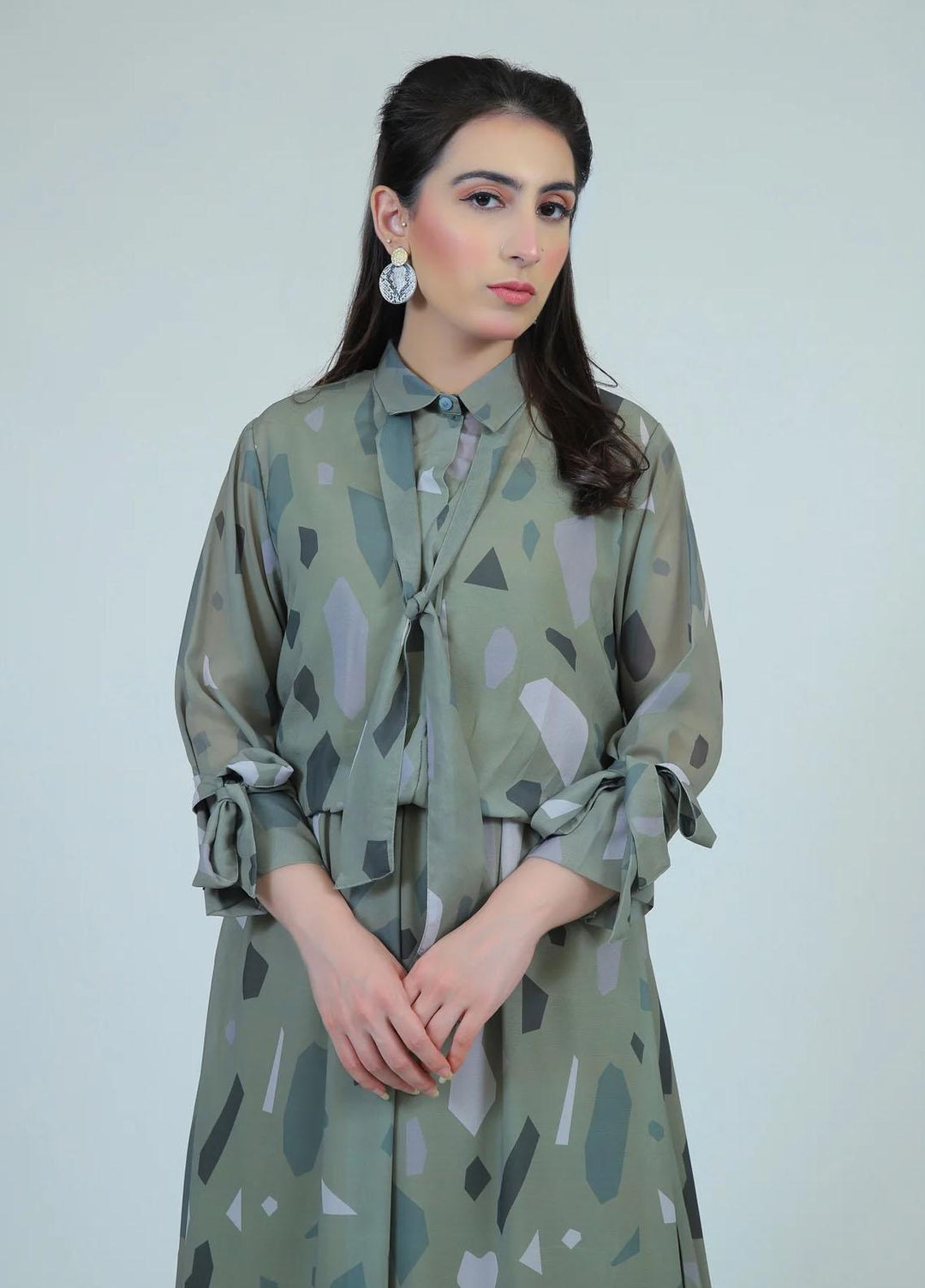 73 Degree East Casual Pret  Georgette Maxi EARTHY WAVE