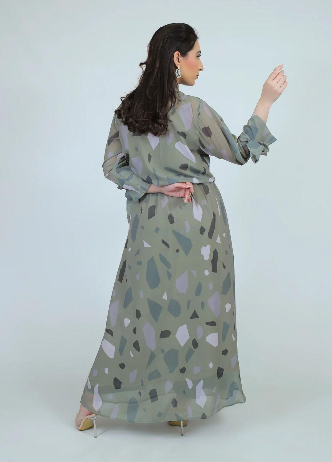 73 Degree East Casual Pret  Georgette Maxi EARTHY WAVE