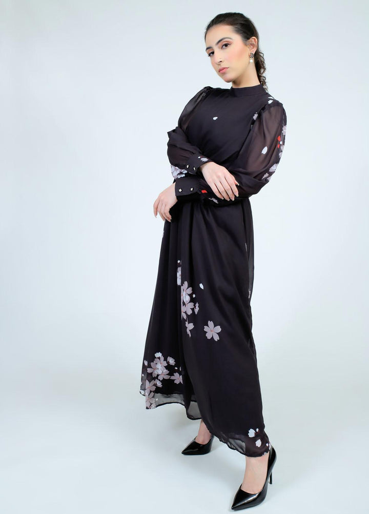 73 Degree East Casual Pret  Georgette Maxi A-977 MAJESTIC BLACK