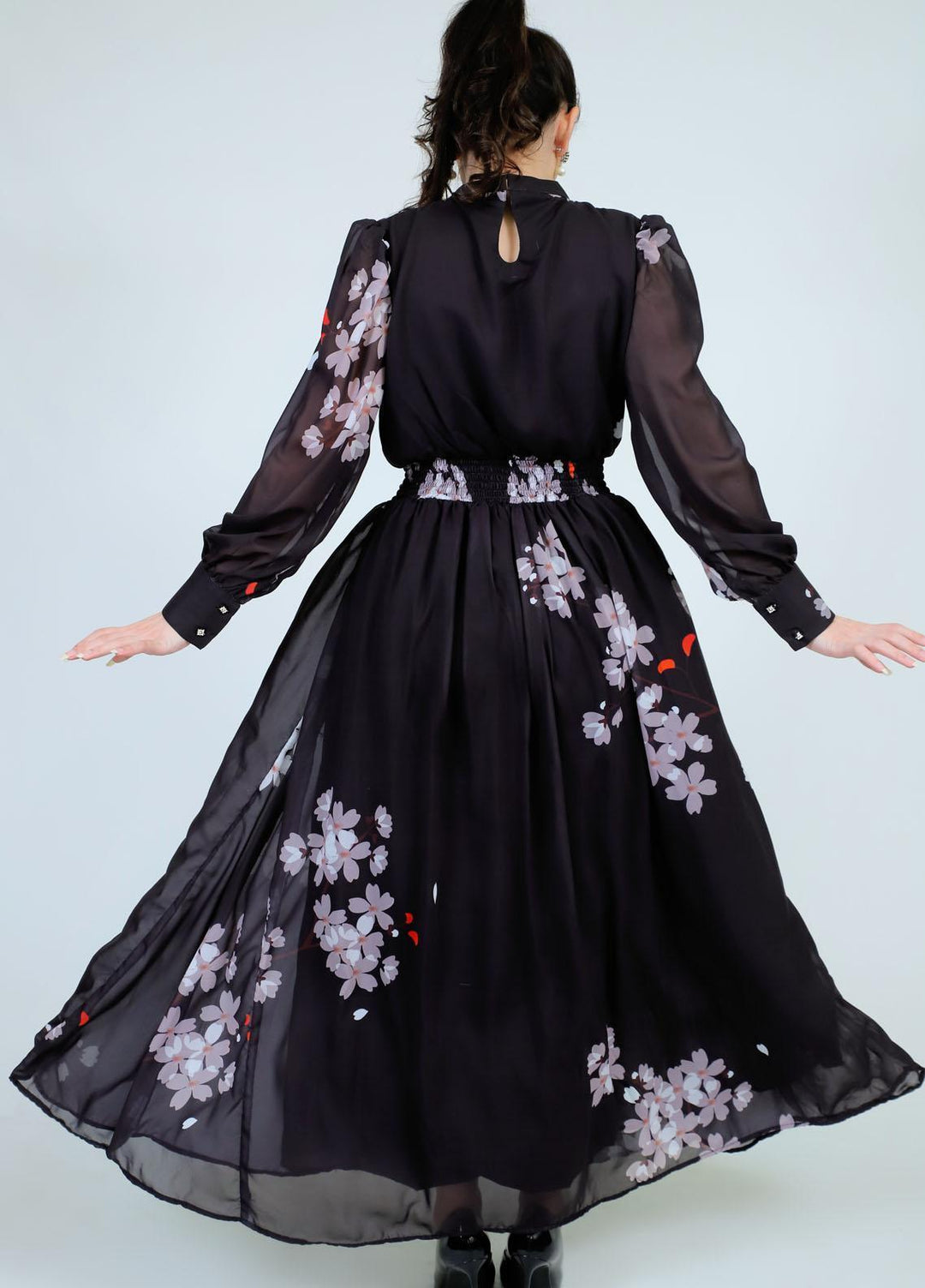 73 Degree East Casual Pret  Georgette Maxi A-977 MAJESTIC BLACK