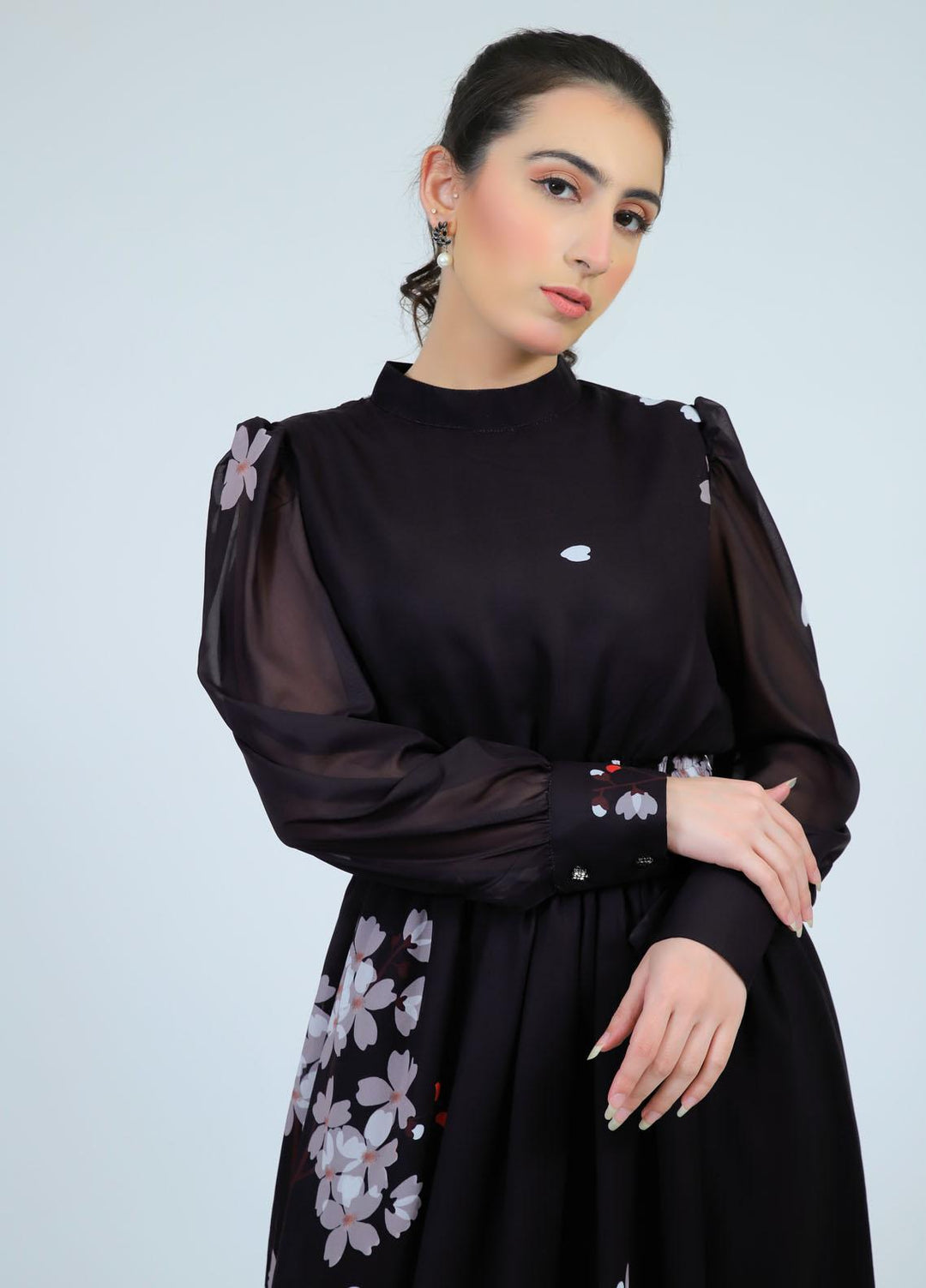 73 Degree East Casual Pret  Georgette Maxi A-977 MAJESTIC BLACK