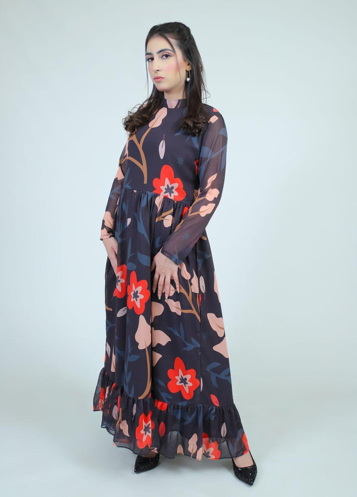 73 Degree East Casual Pret  Georgette Maxi A-978 FLORAL WINK