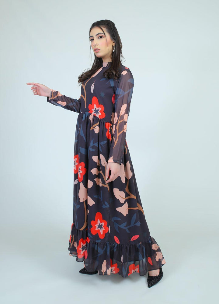 73 Degree East Casual Pret  Georgette Maxi A-978 FLORAL WINK