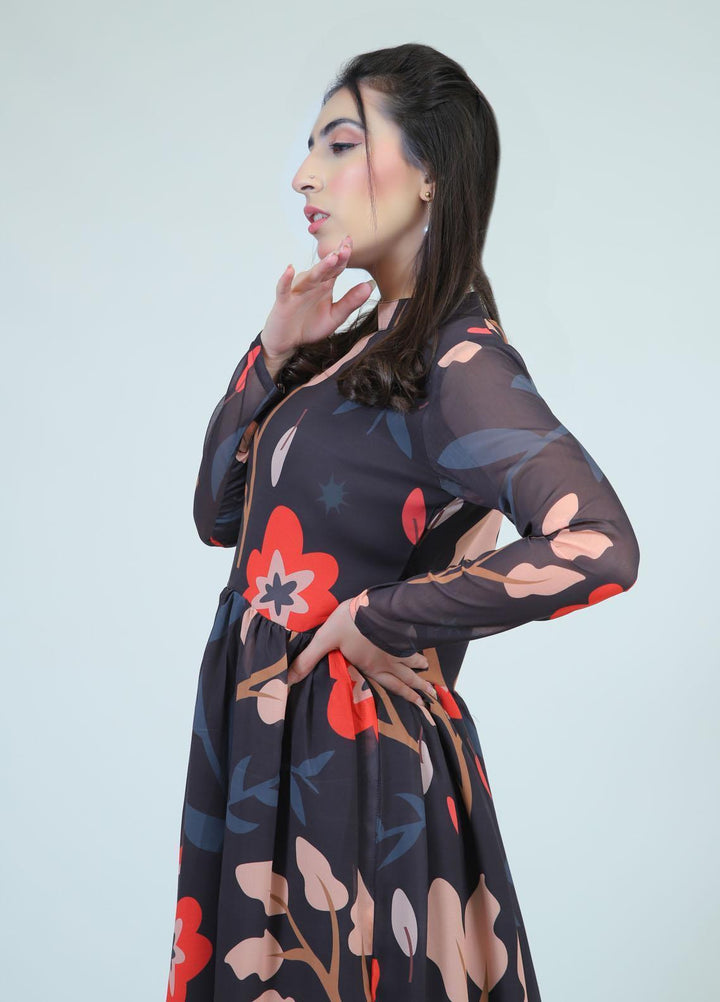 73 Degree East Casual Pret  Georgette Maxi A-978 FLORAL WINK